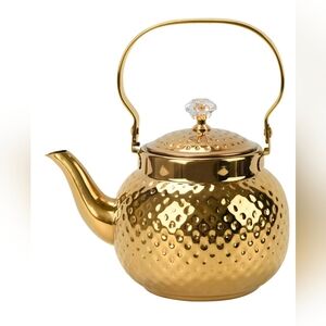 Elegant Gold Hammered Teapot